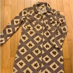 70’s Vintage Jerri of Miami Button Up Textured Double‎ Knit Dress